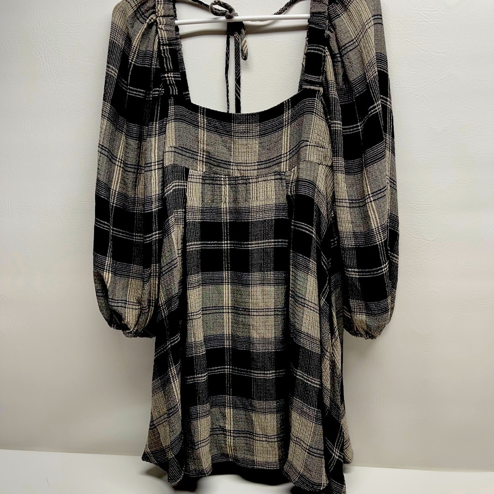 Urban outfitters mini dress plaid Sz S long sleeves NWT